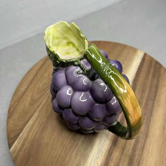 Vintage 8" Haldon Group Grapes Cluster Ceramic Pitcher Hand‎ Painted 1982 Used - Picture 6 of 9